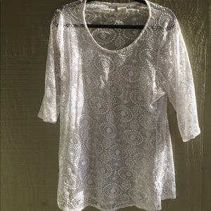 Boho White lace tunic shirt